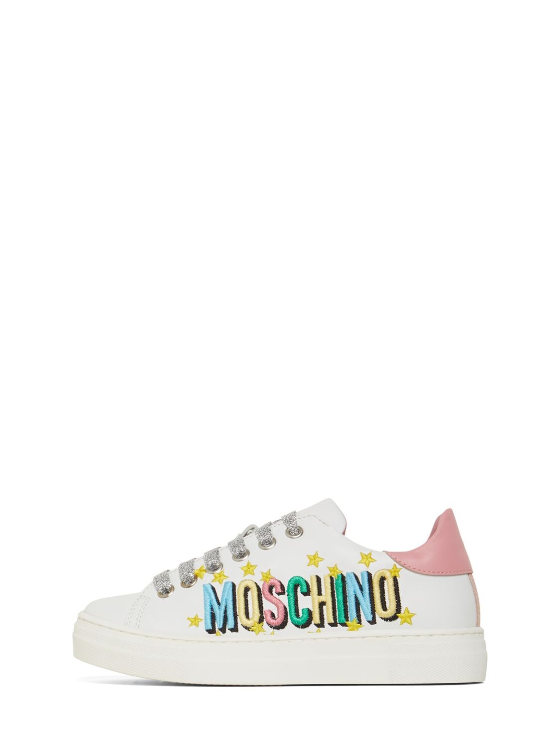 Embroidered Logo Leather Sneakers – KIDS-GIRLS > SHOES > SNEAKERS