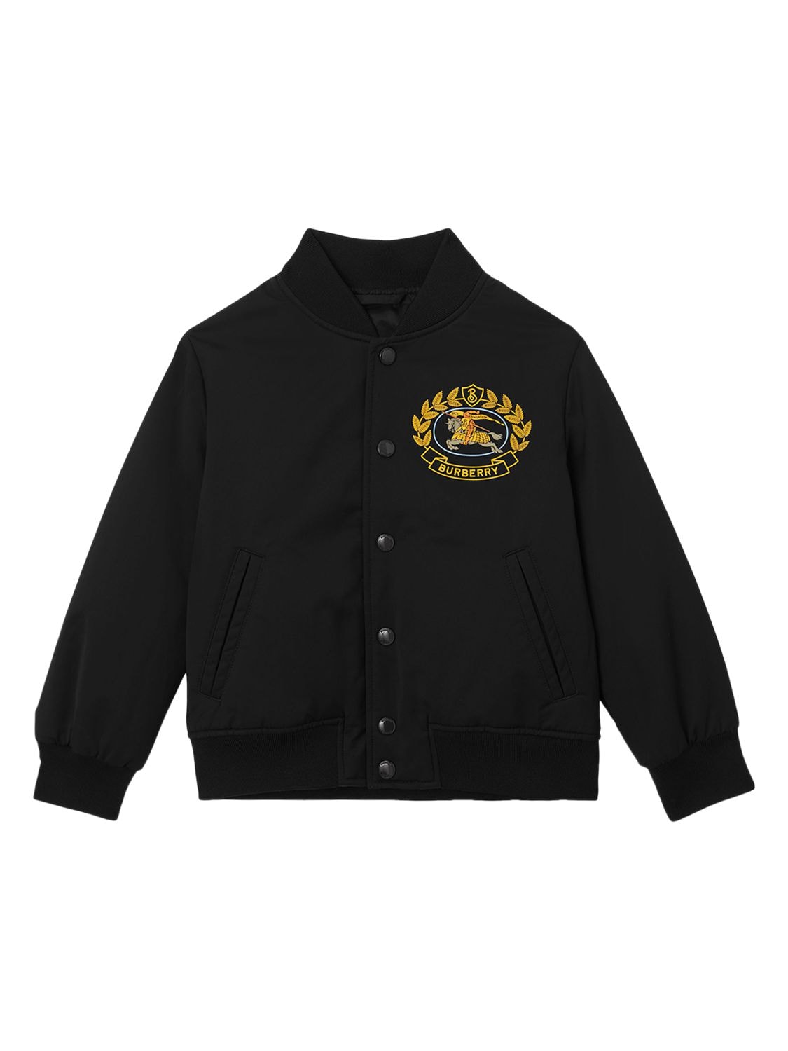 Burberry Equestrian Knight-print Bomber Jacket In Black