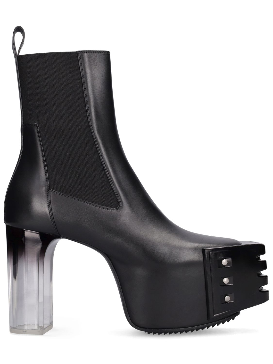 Rick Owens Grill Kiss Leather Boots In Black Degrade