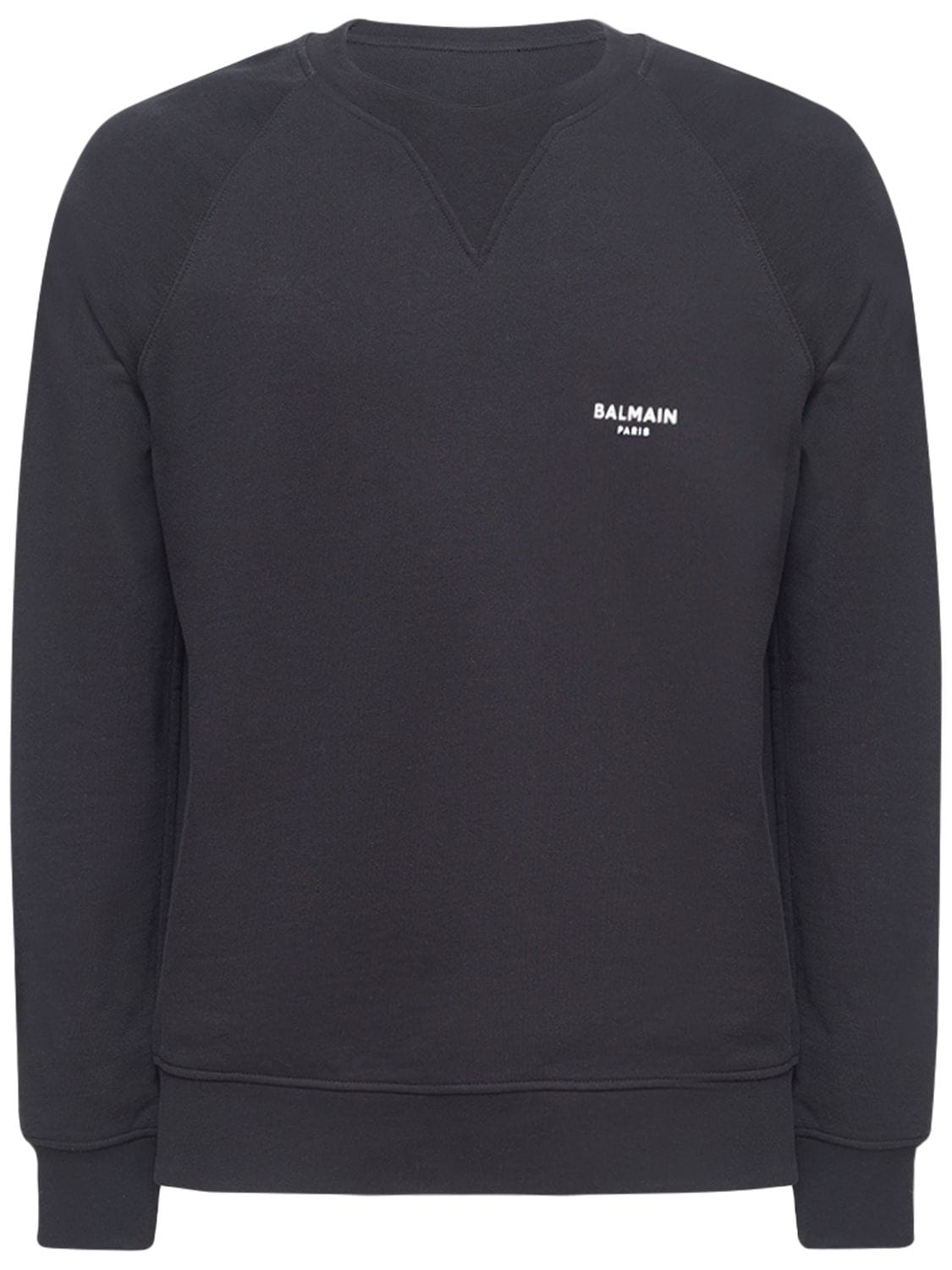 Balmain Logo Detail Flocked Sweatshirt In Black,white