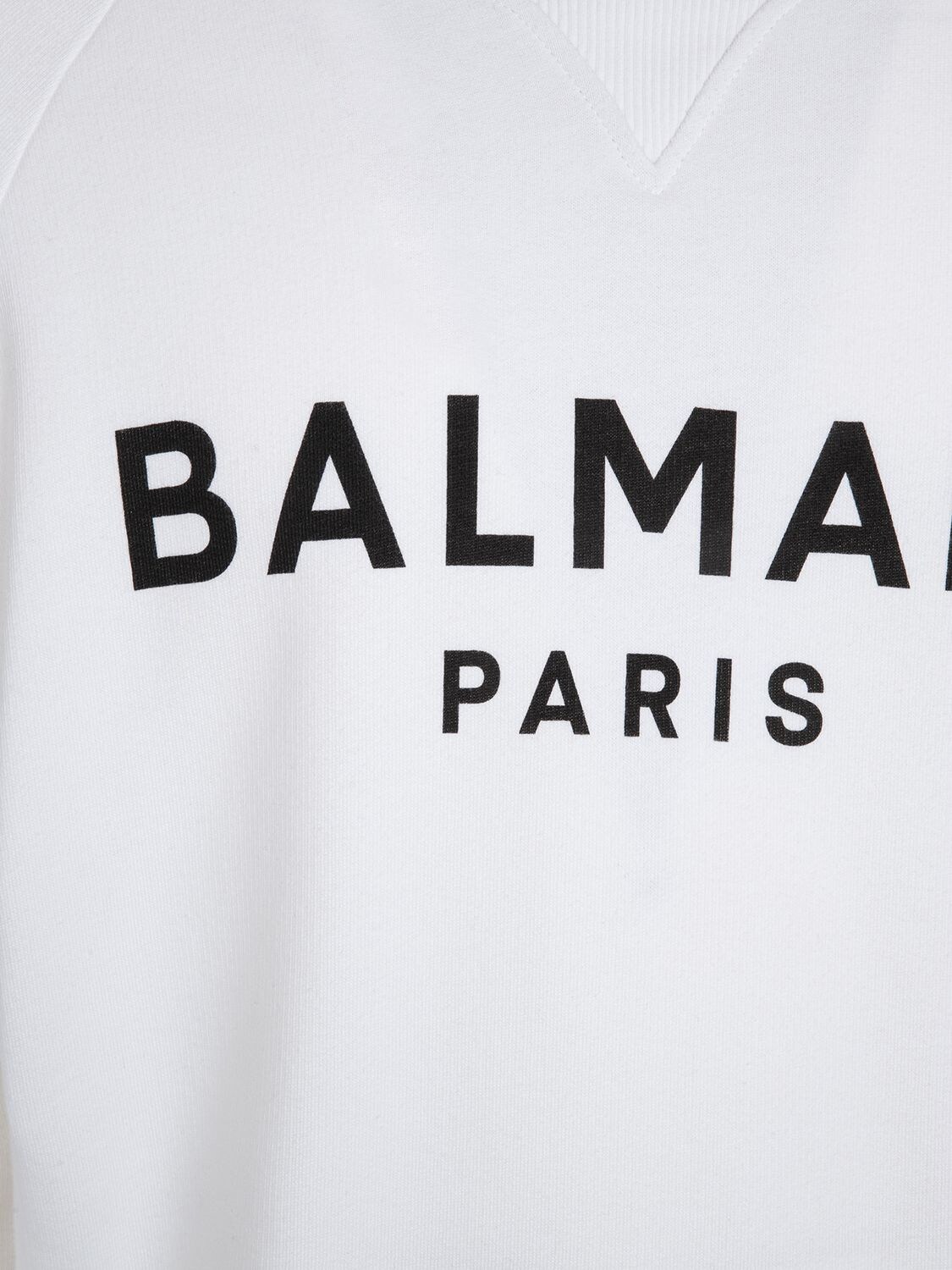 Shop Balmain Logo Printed Sweatshirt In White,black
