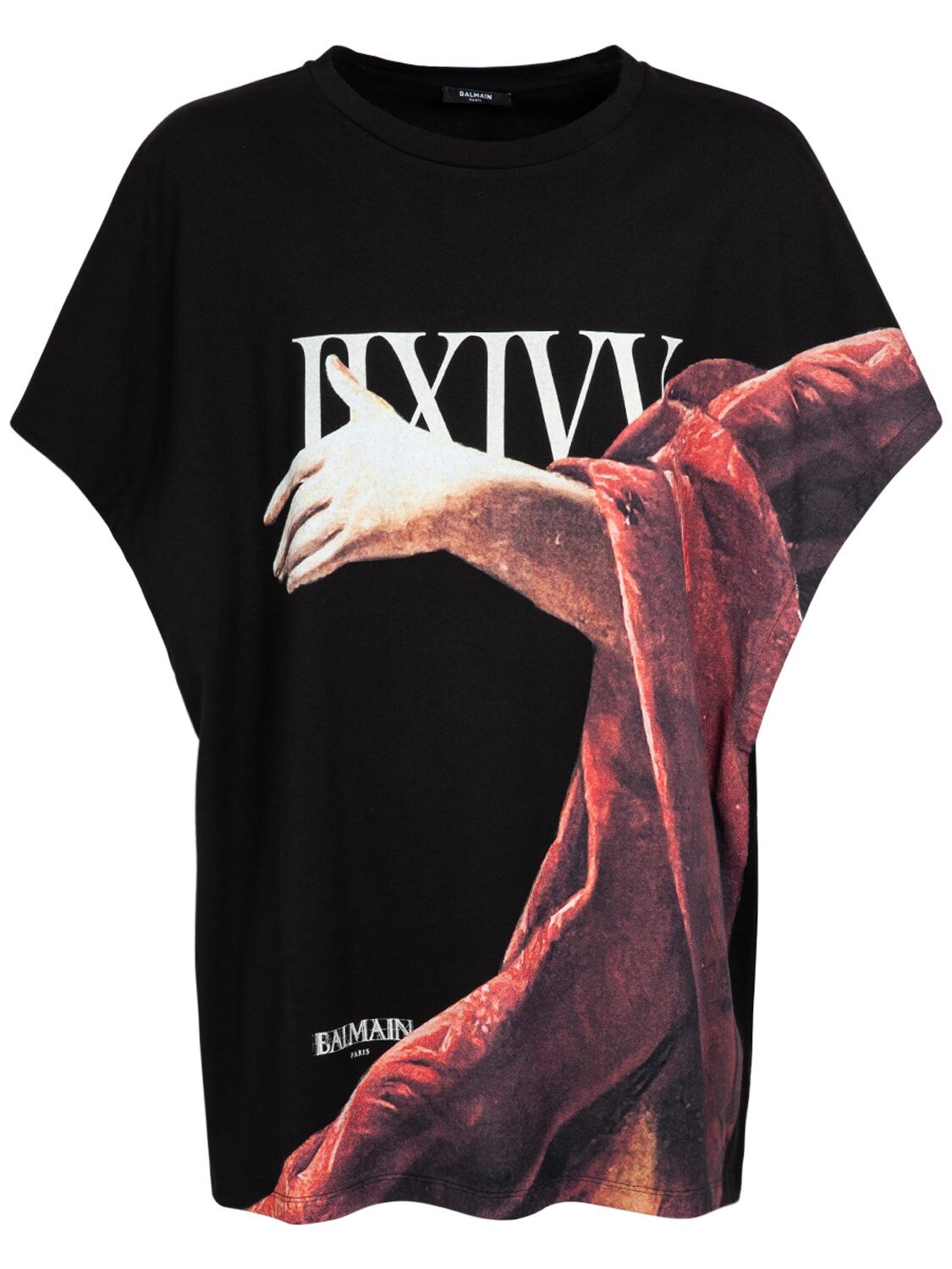 Balmain Boxy Fit Statue Printed Jersey T-shirt In Black