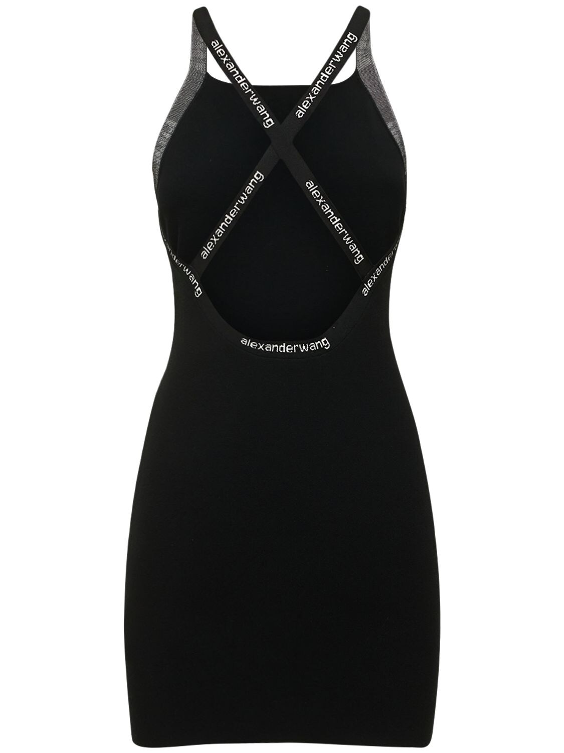 Shop Alexander Wang Stretch Viscose Mini Dress W/logo Detail In Black