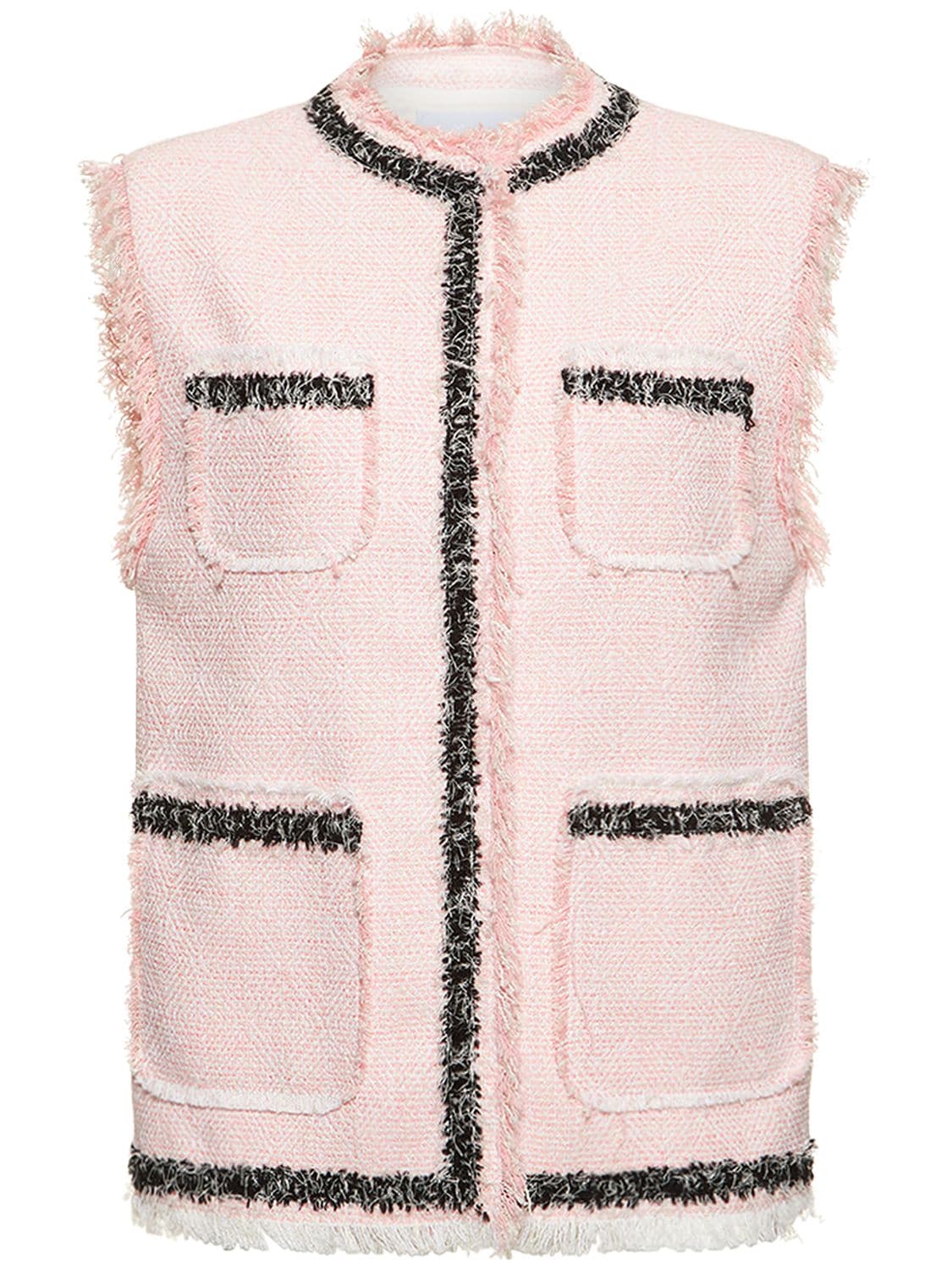 Msgm Cotton Blend Tweed Vest In Pink