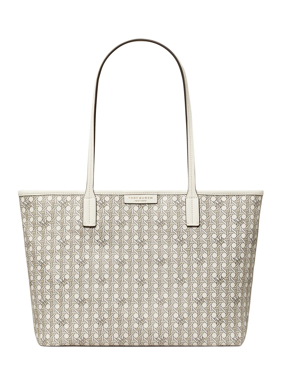 Tory Burch Small Coated Cotton Zip Tote Bag In New Ivory