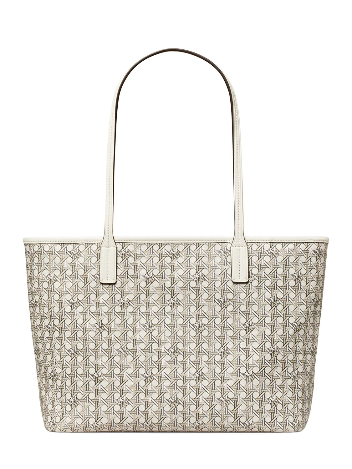 Shop Tory Burch Small Coated Cotton Zip Tote Bag In New Ivory