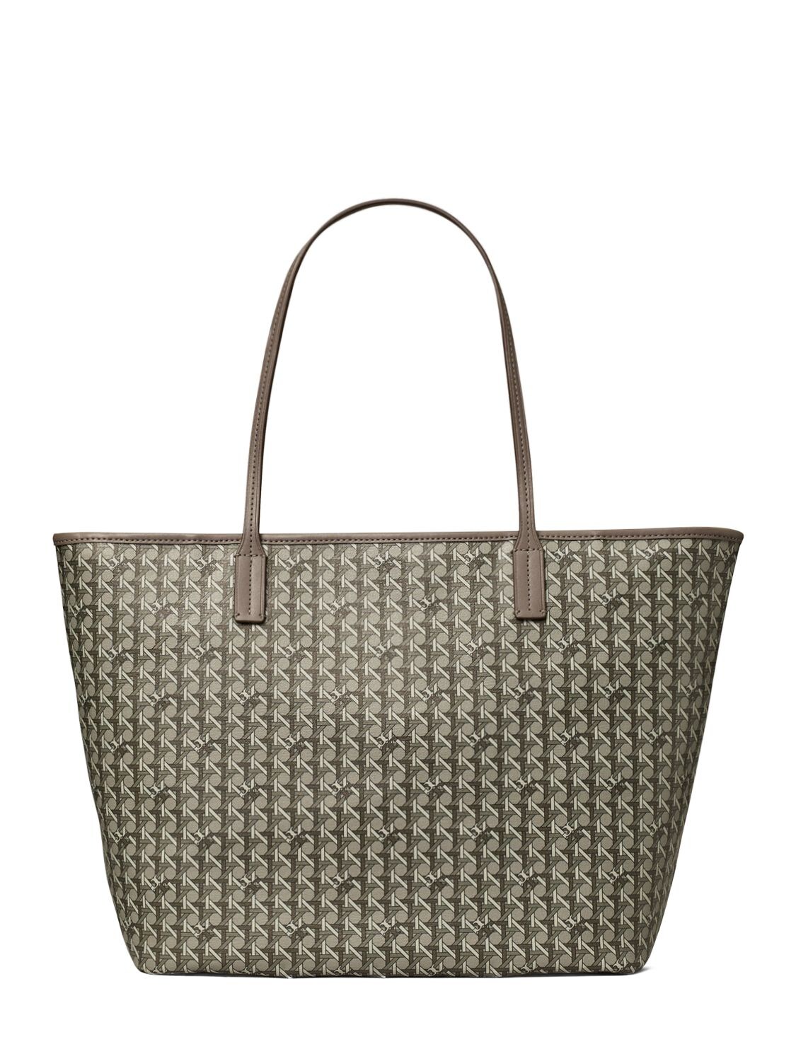 Shop Tory Burch Small Coated Cotton Zip Tote Bag In Grey