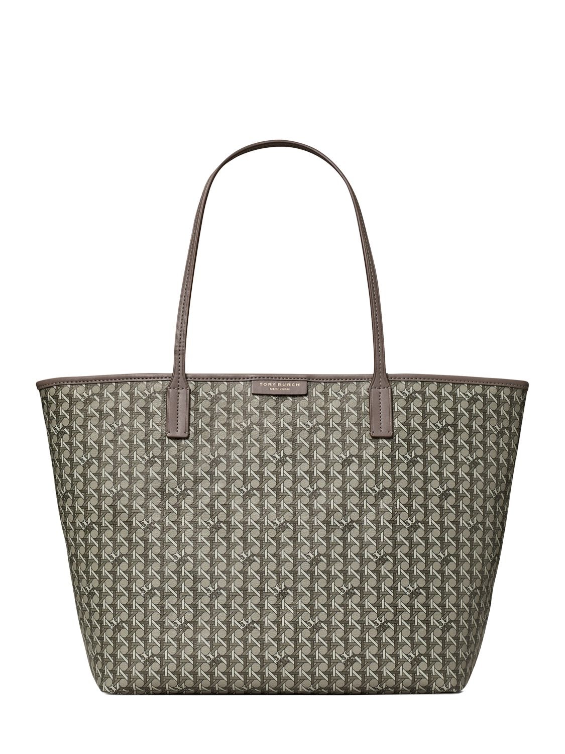 Tory Burch Small Coated Cotton Zip Tote Bag In Grey