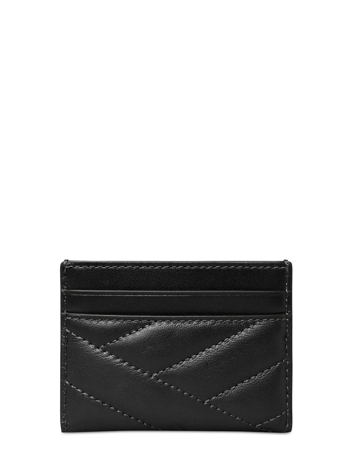 Shop Tory Burch Kira Chevron Leather Card Case In Black