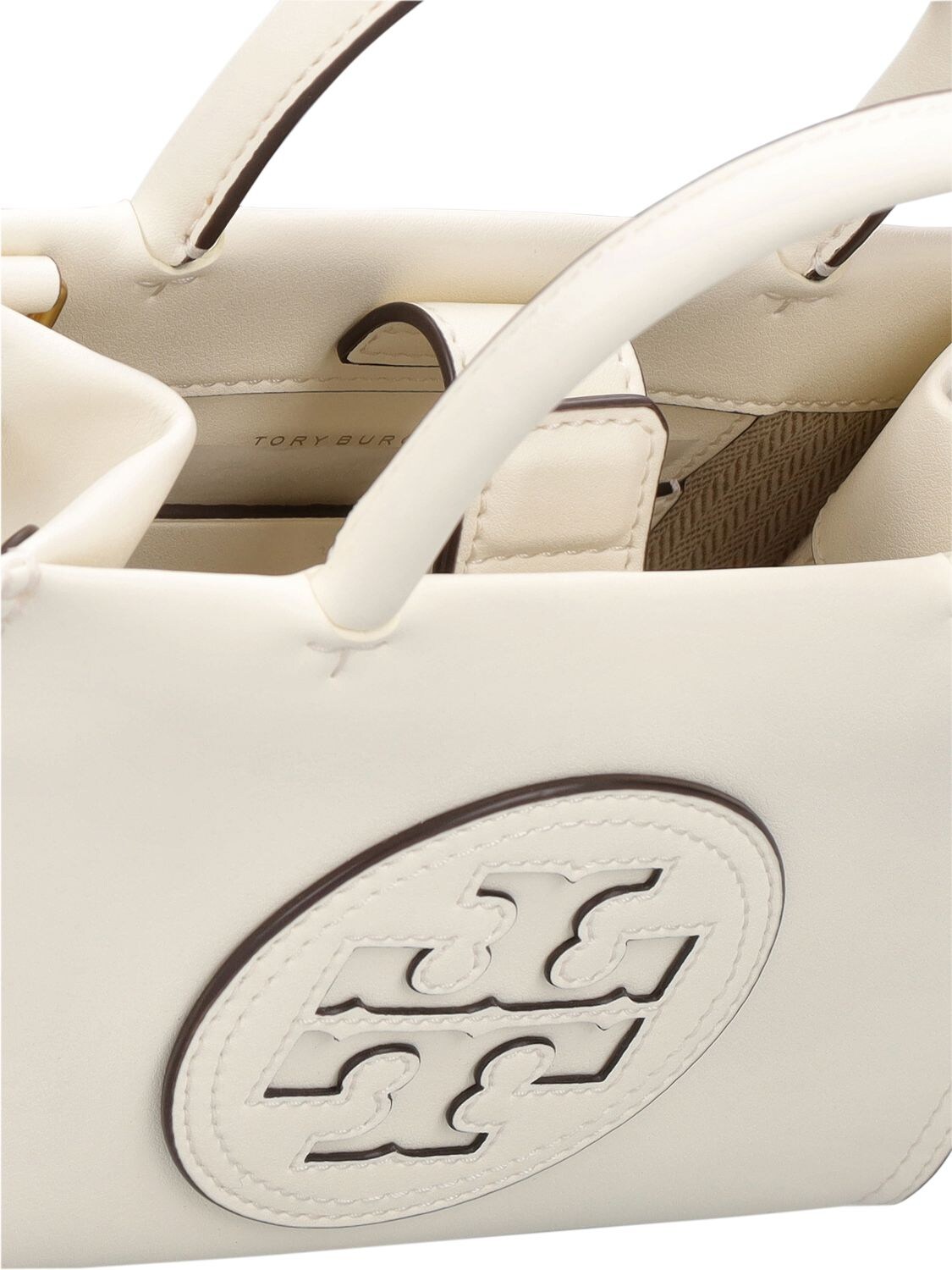 Shop Tory Burch Mini Ella Top Handle Bag In Warm White