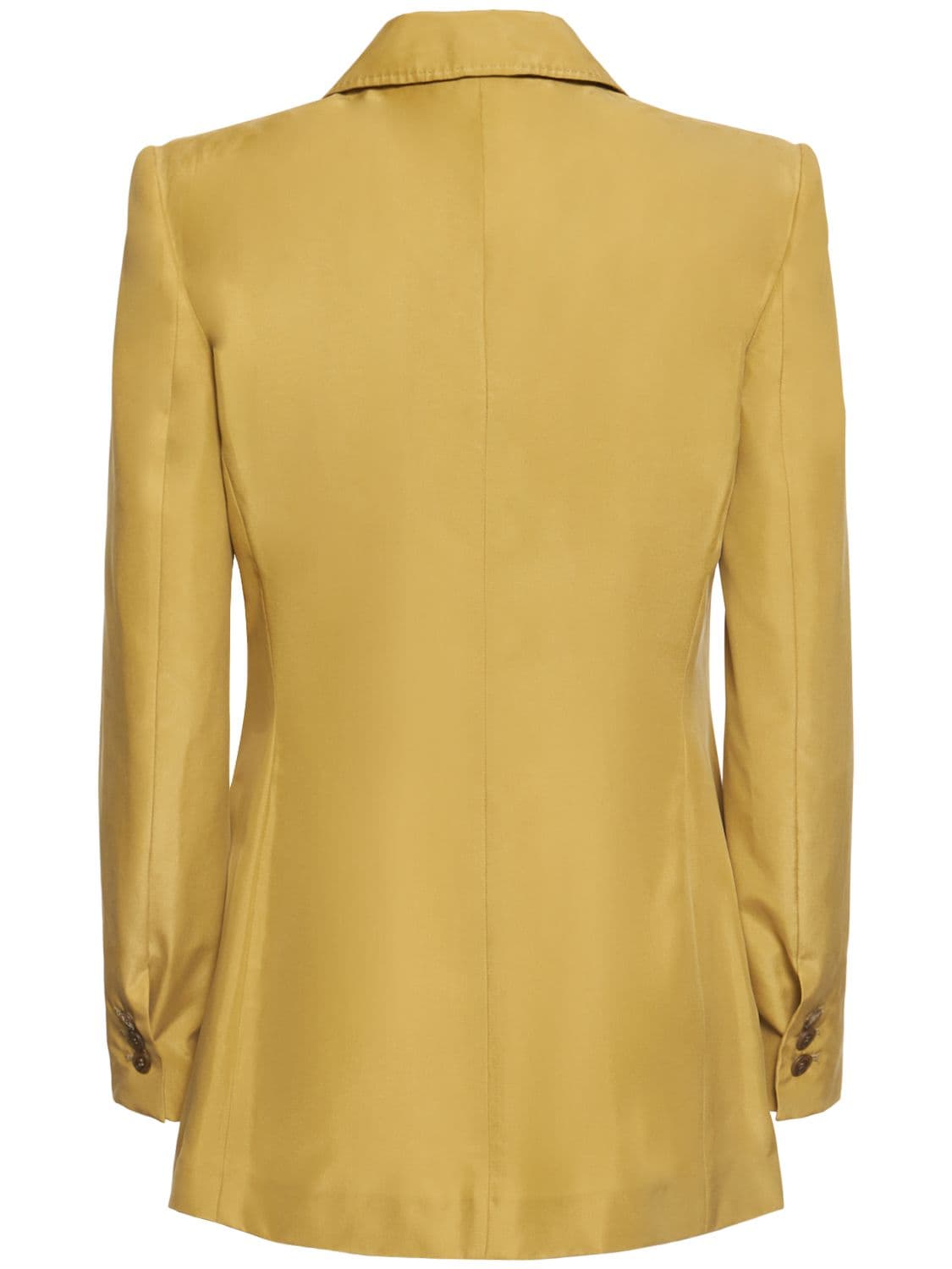 Shop Alberta Ferretti Habotai Silk Double Breasted Blazer In Beige