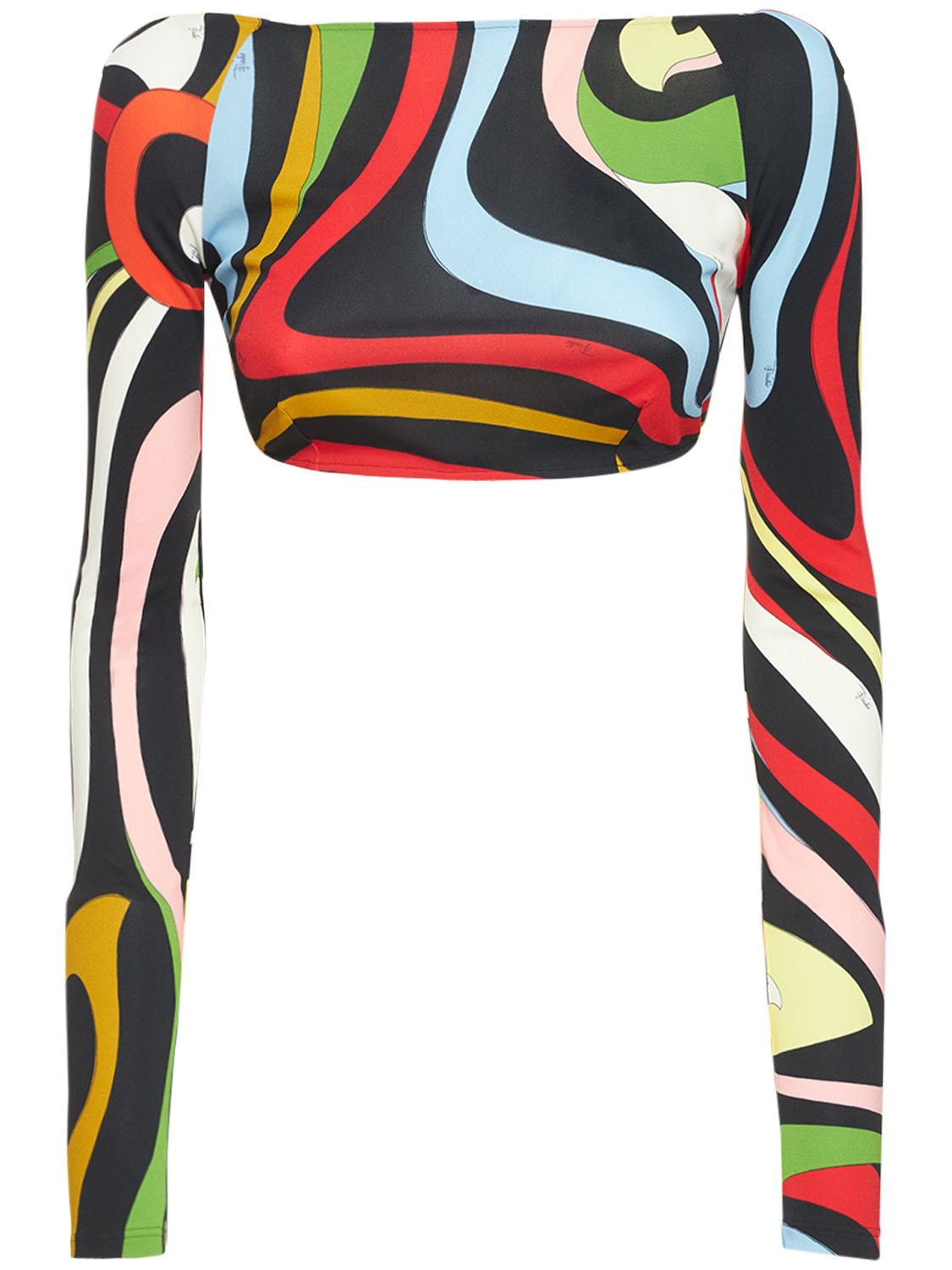 PUCCI JERSEY MARMO PRINT CROP TOP
