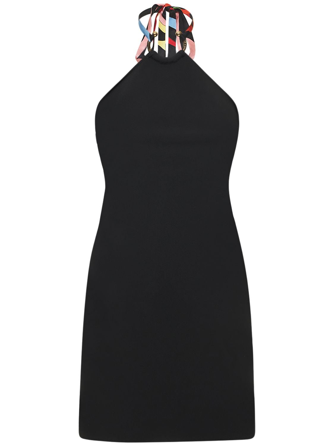 Pucci Marmo-print Halterneck Crepe Mini Dress In Black