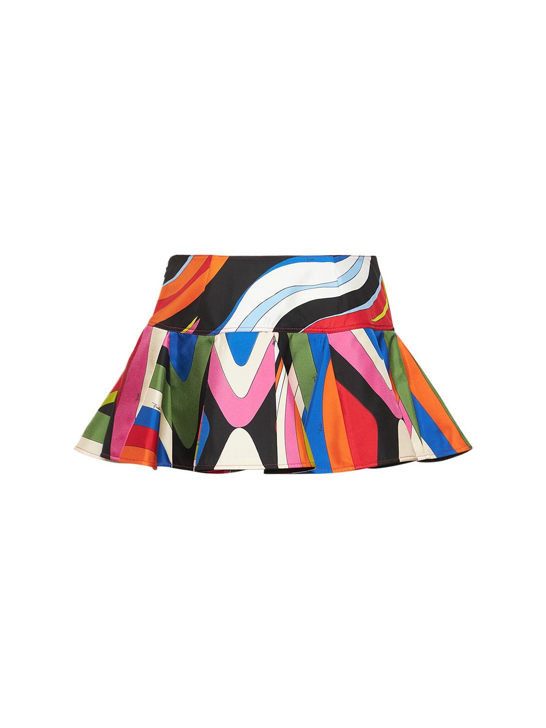 Shop Pucci Silk Crepe Printed Frill Mini Skirt In Pink
