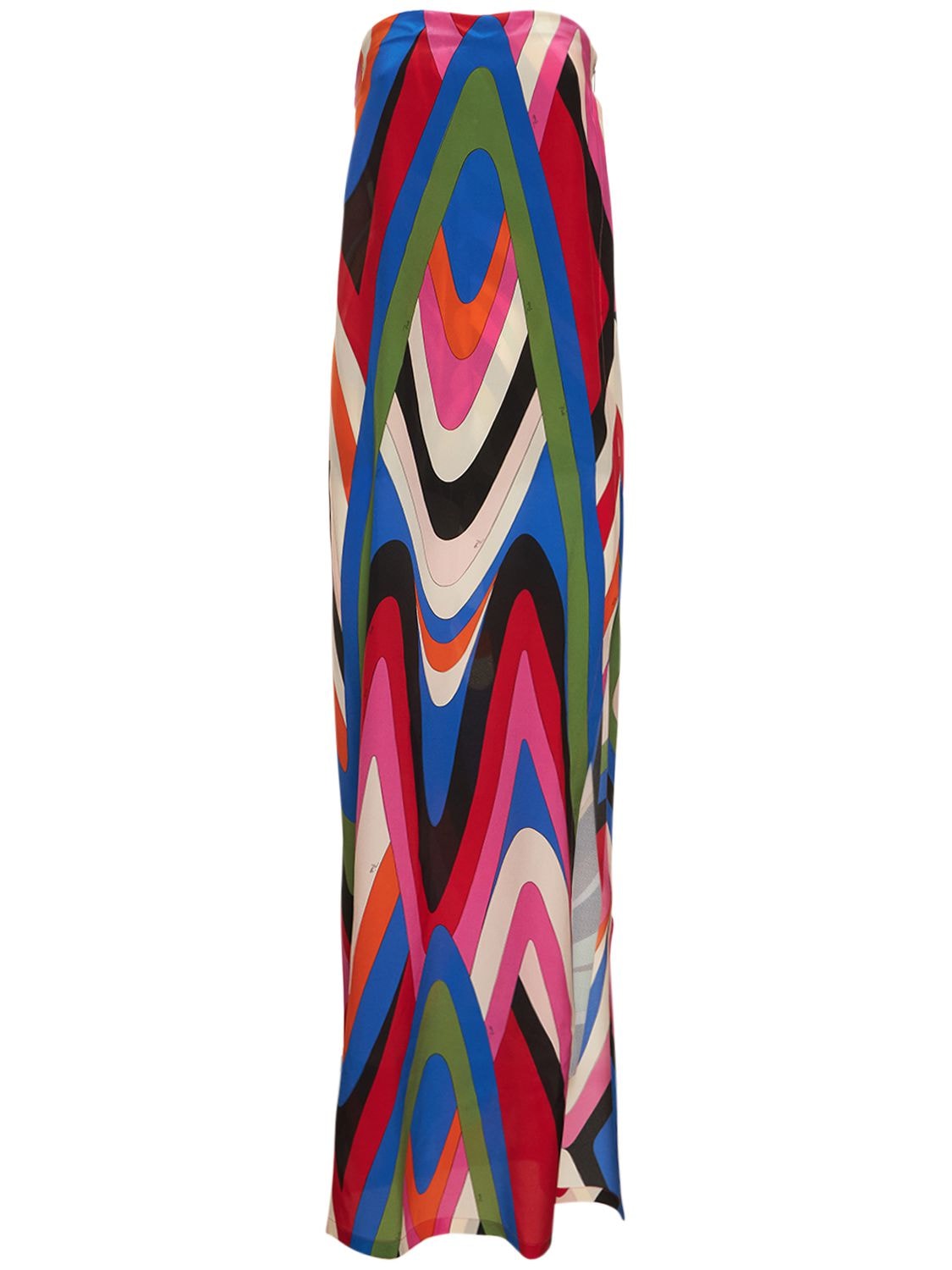 Pucci Silk Moiré Printed Long Dress In Multicolor