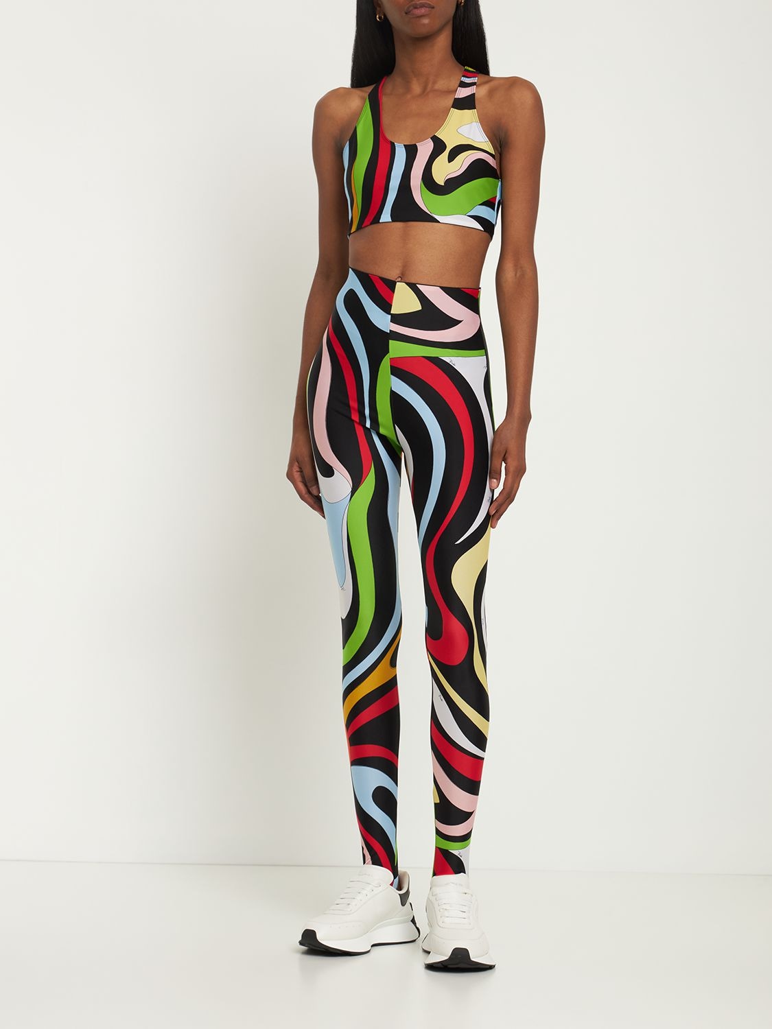 Shop Pucci Jersey Marmo Printed Crop Top In Multicolor