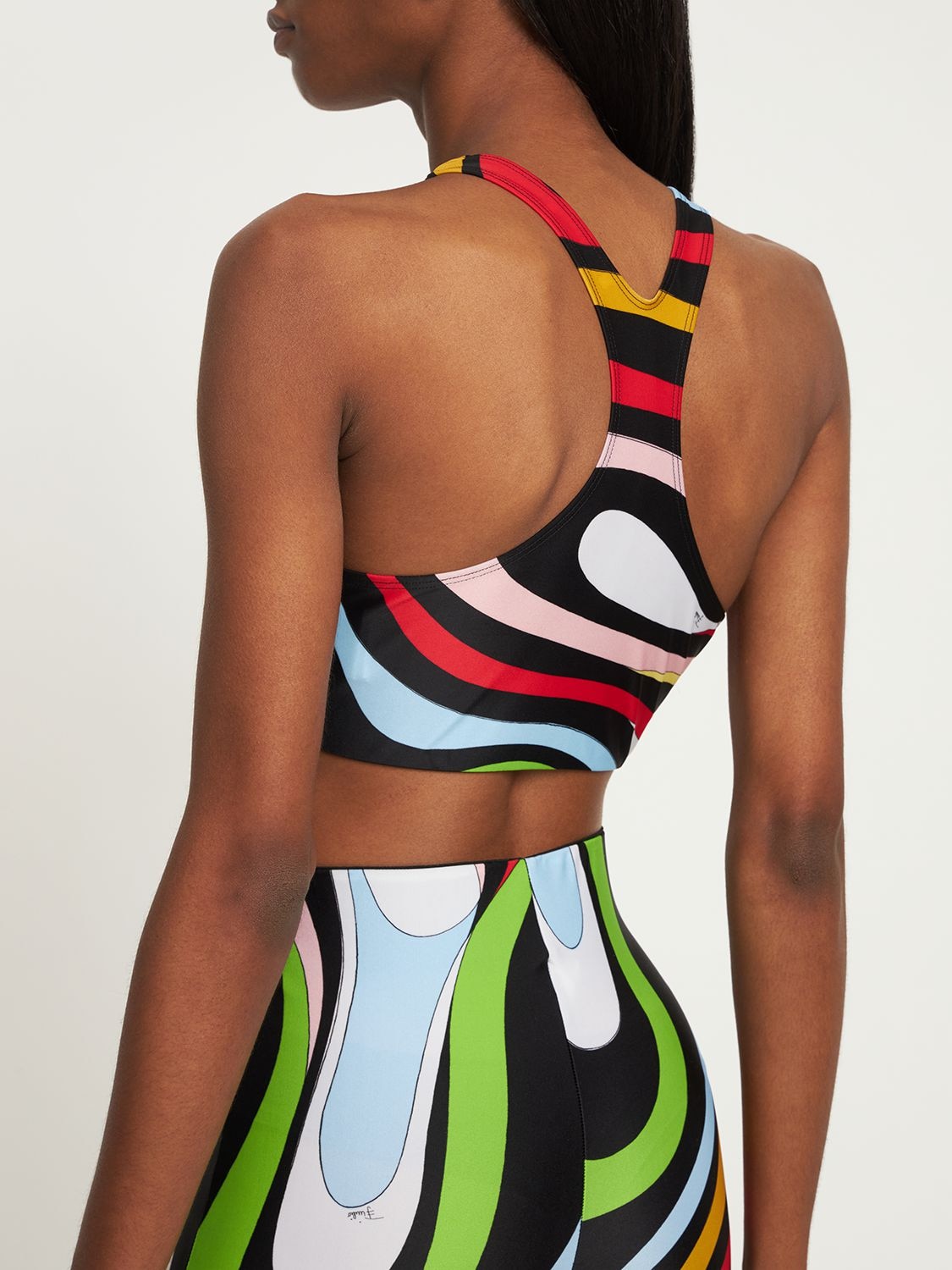 Shop Pucci Jersey Marmo Printed Crop Top In Multicolor