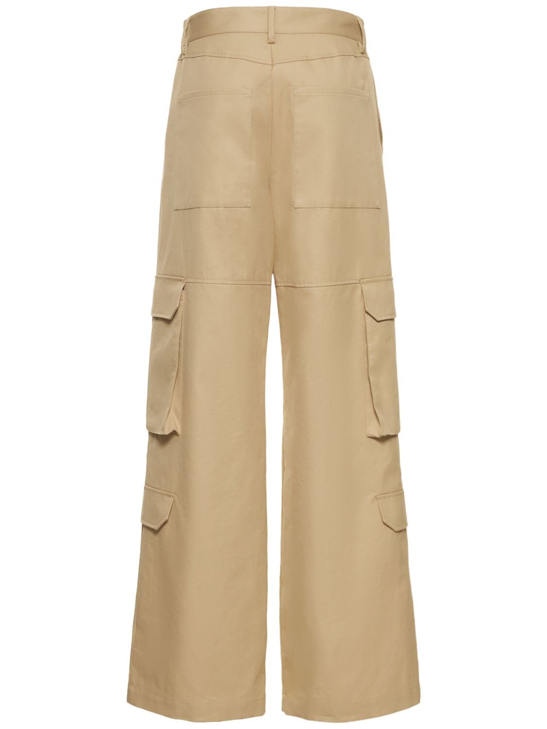 Msgm High-waisted Cargo Trousers In Beige