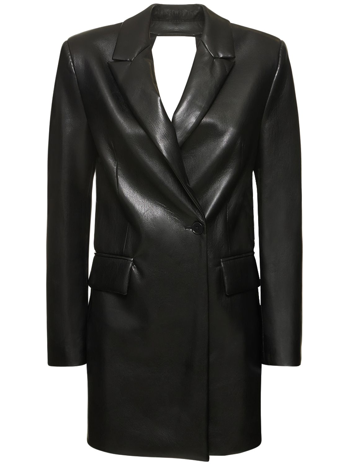 msgm leather dress MSGM embossed-pattern faux-leather Shirt Jacket | Black
