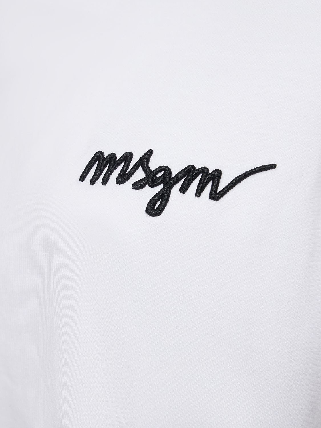 Shop Msgm Cotton Jersey Logo T-shirt In White