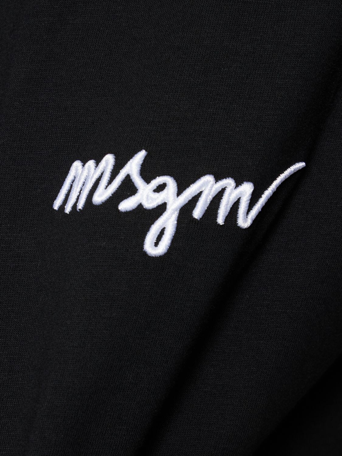 Shop Msgm Cotton Jersey Logo T-shirt In Black