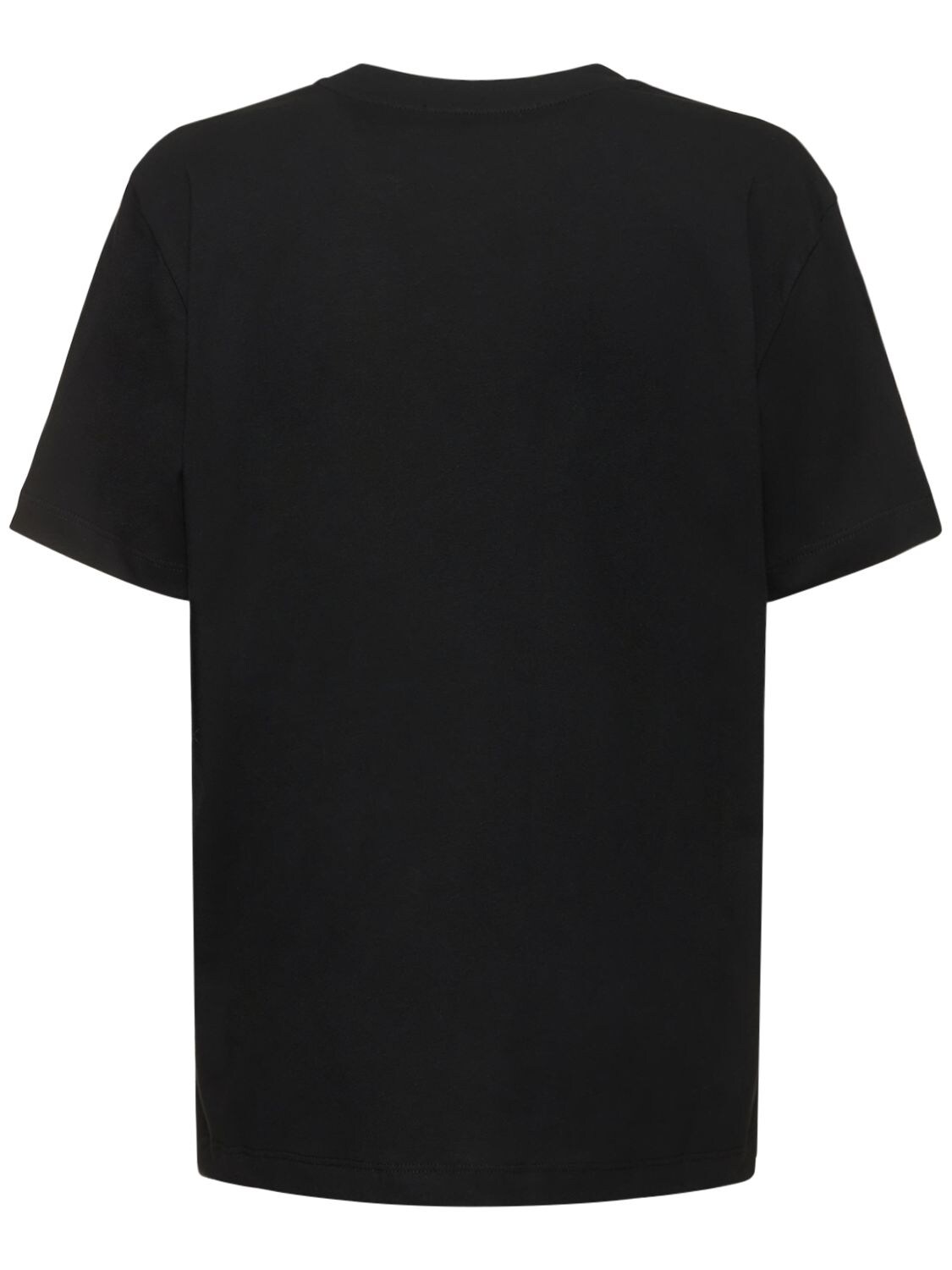 Shop Msgm Cotton Jersey Logo T-shirt In Black