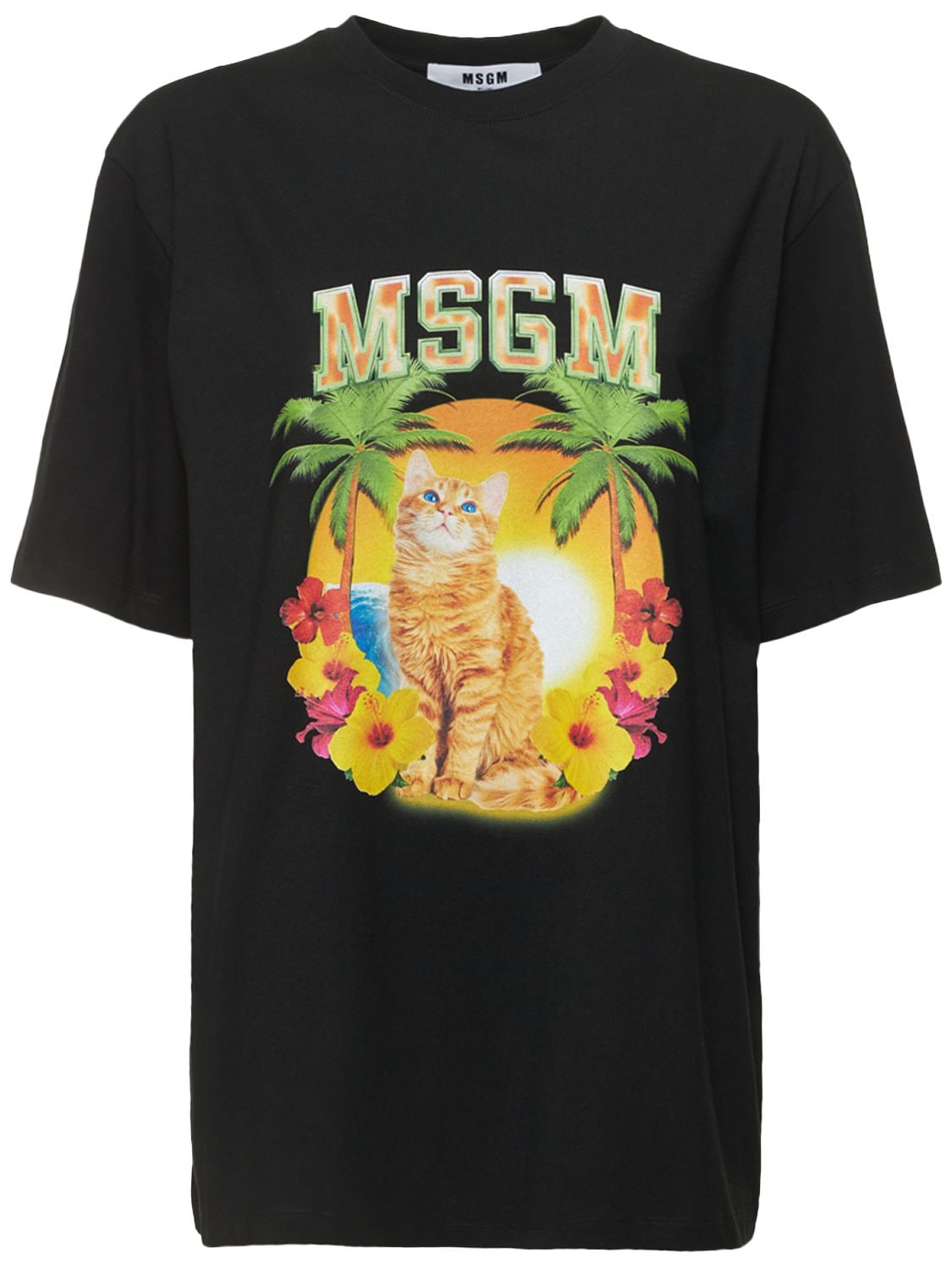 Msgm T-shirt Aus Baumwolljersey Mit Logo In Black