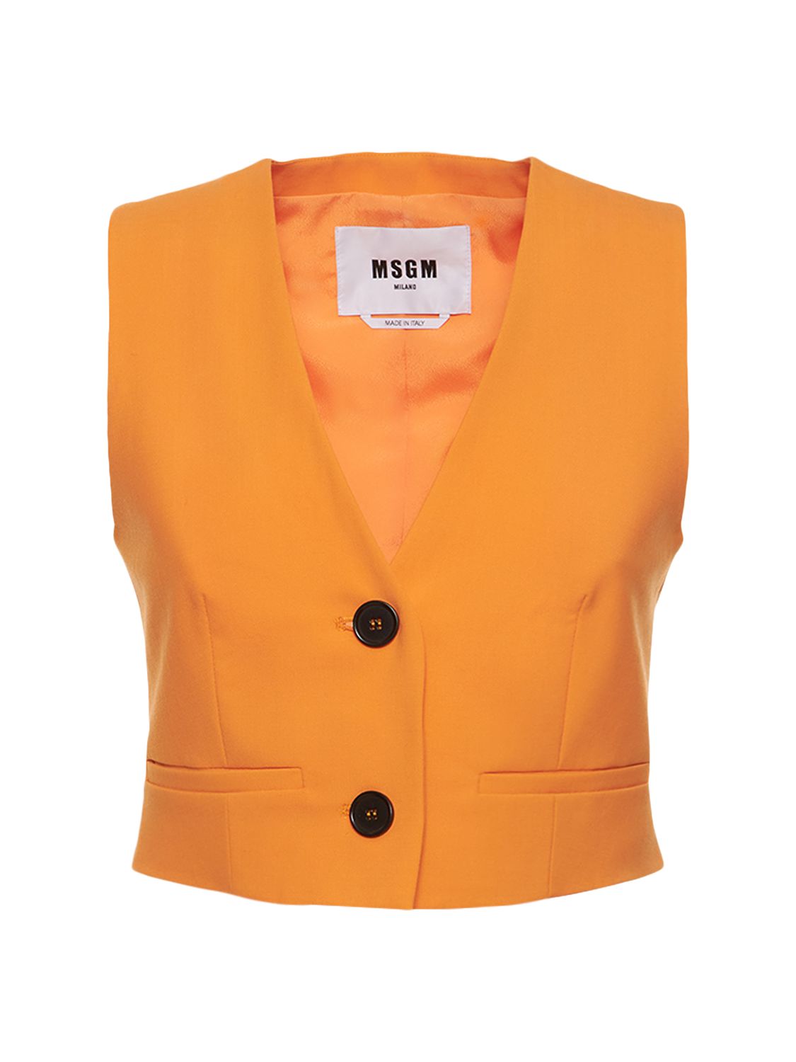 Msgm Stretch Wool Vest In Orange