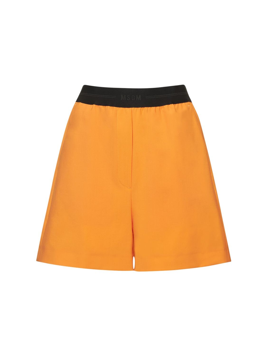Msgm Stretch Wool Shorts In Orange