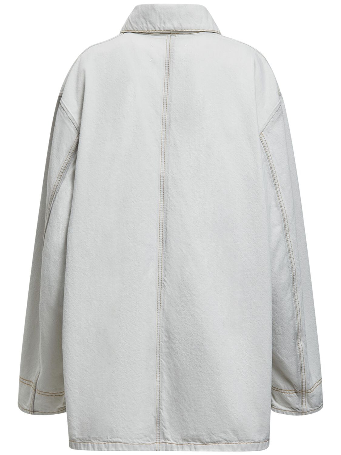 Shop Maison Margiela Cotton Denim Oversize Jacket In White