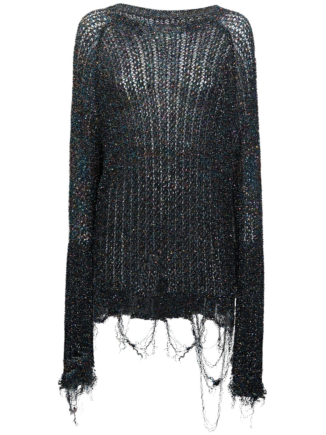 Sequined Knit Destroyed Effect Sweater – WOMEN > CLOTHING > KNITWEAR
