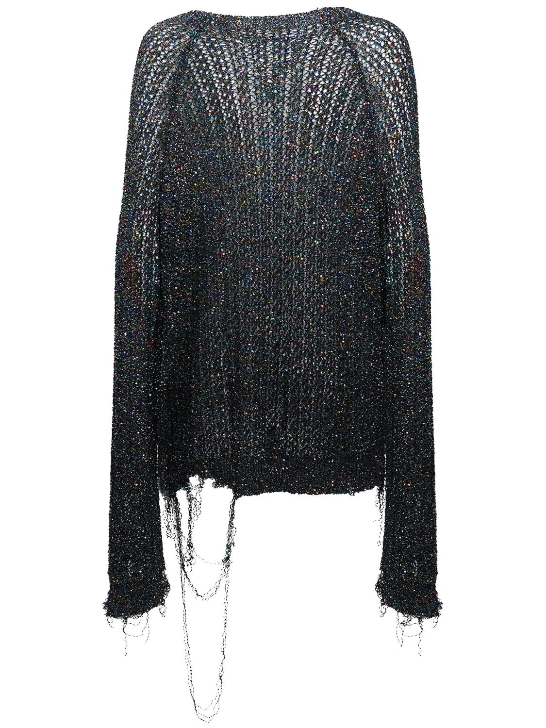 Maison Margiela Sequined Knit Destroyed Effect Jumper In Black