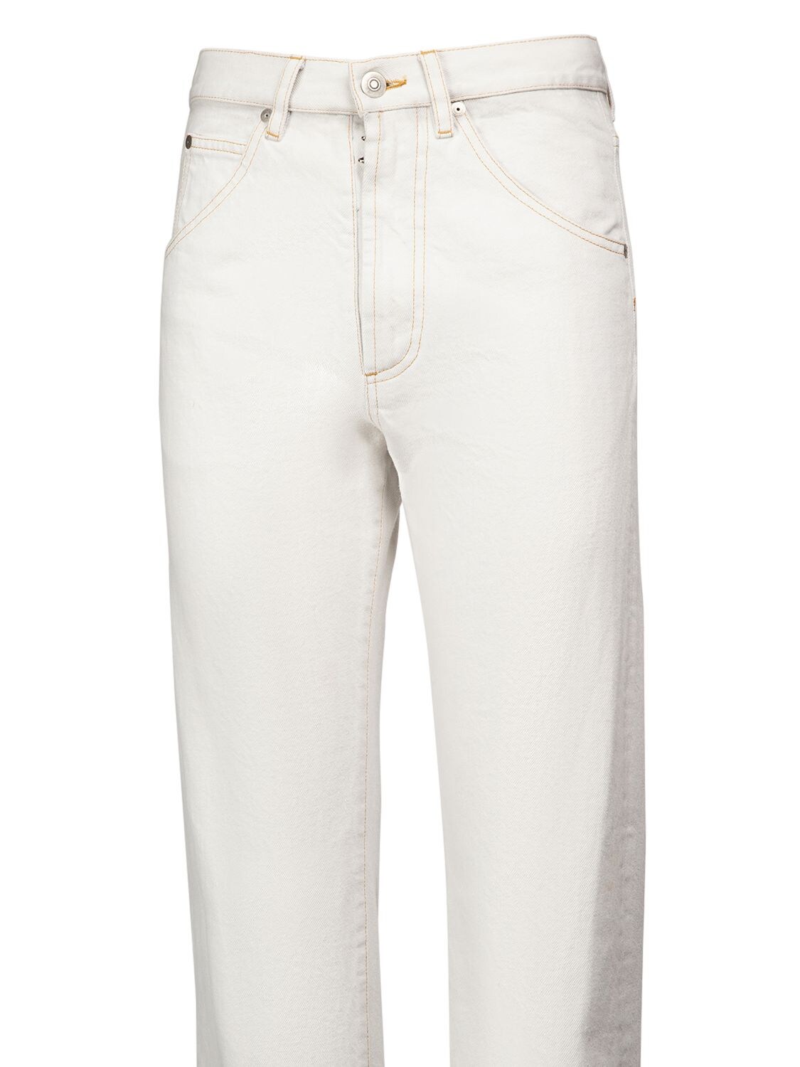 Shop Maison Margiela Bleached Cotton Denim Wide Jeans In White