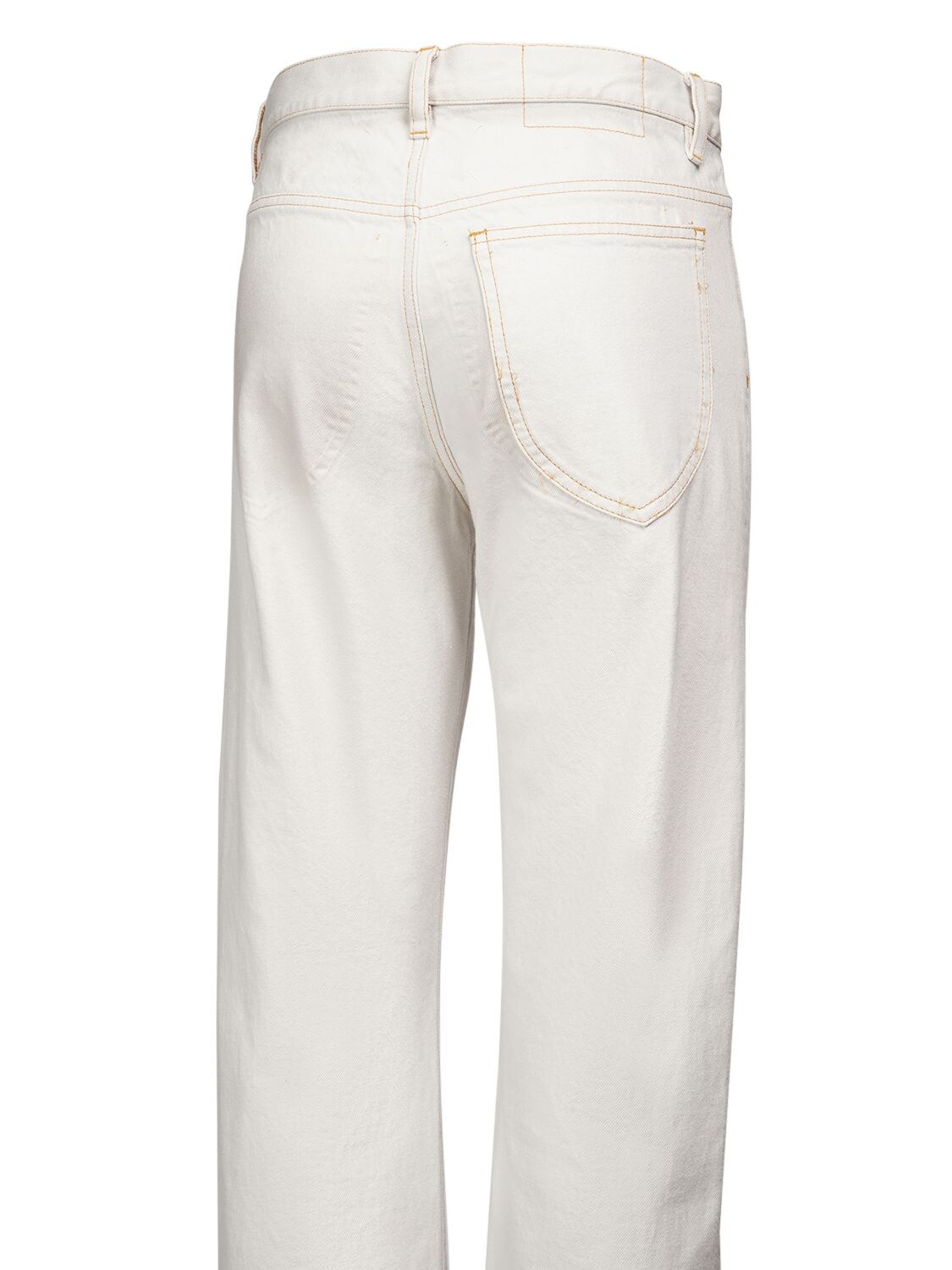 Shop Maison Margiela Bleached Cotton Denim Wide Jeans In White