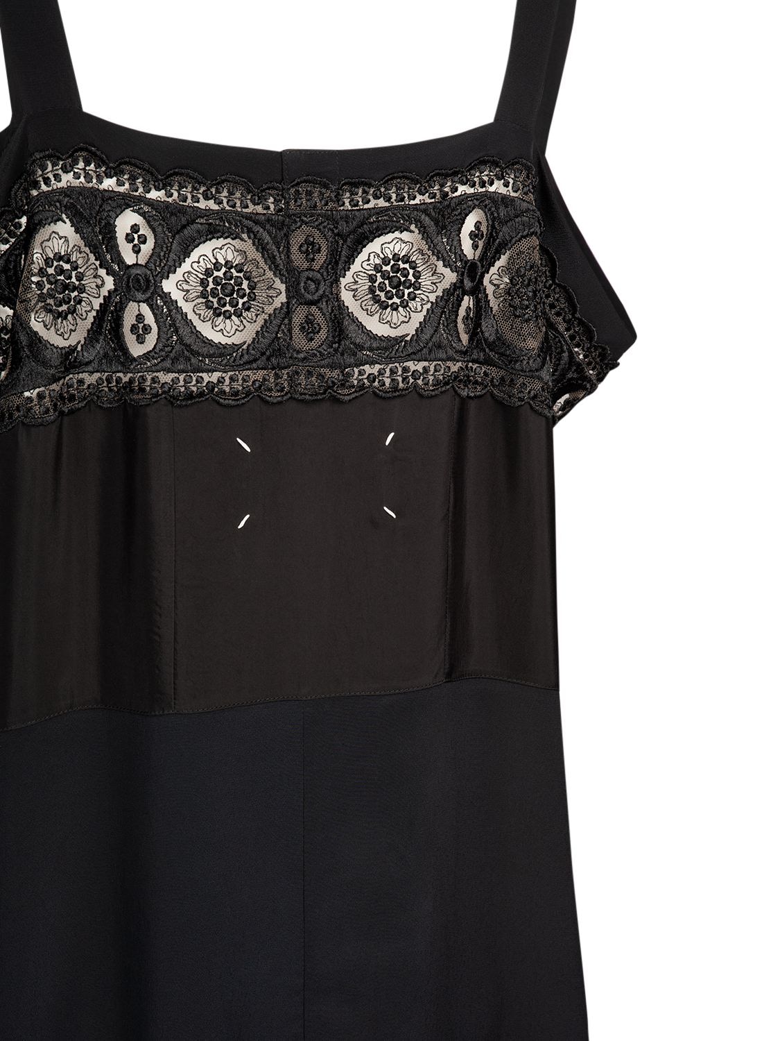 Shop Maison Margiela Silk & Viscose Crepe De Chine Midi Dress In Black
