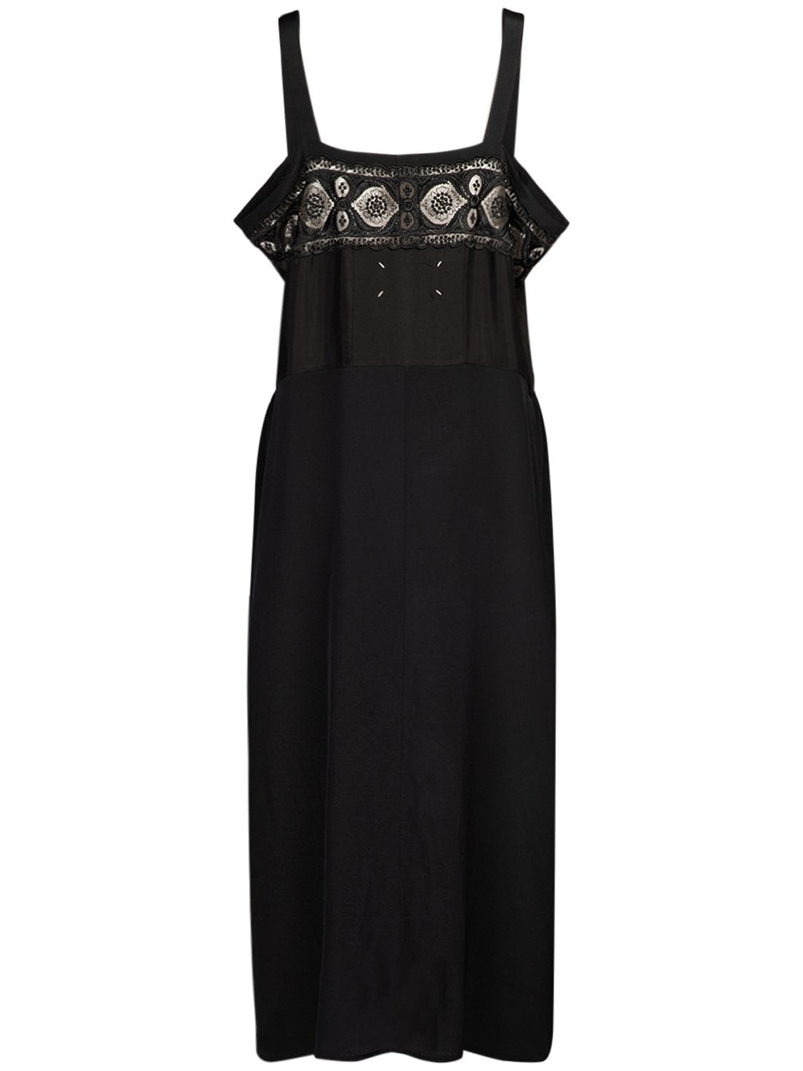 Shop Maison Margiela Silk & Viscose Crepe De Chine Midi Dress In Black