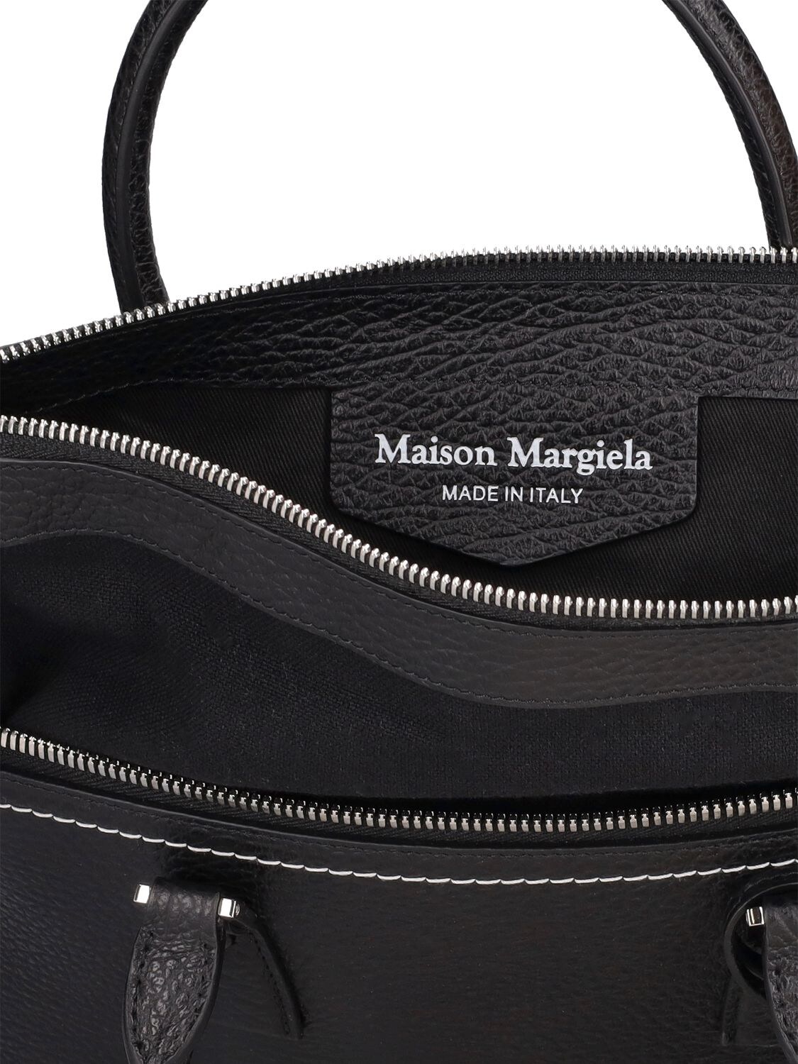 Shop Maison Margiela Medium 5ac Soft Leather Top Handle Bag In Black