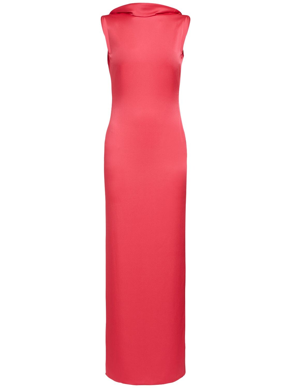 Enver Satin Shiny Backless Midi Dress – WOMEN > CLOTHING > DRESSES