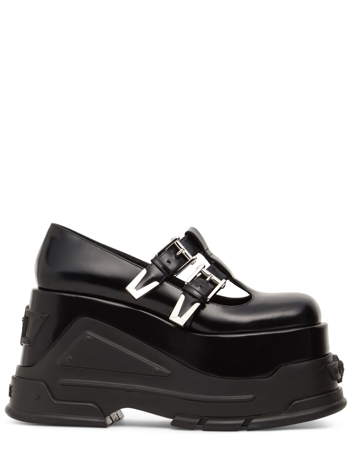 Versace 120mm Patent Leather Wedges In Black