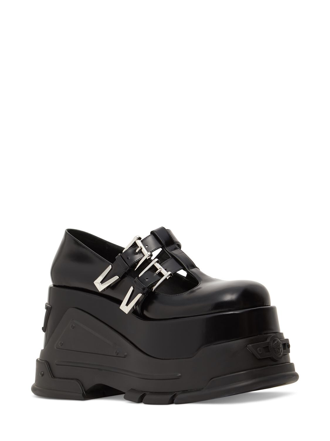 VERSACE 120MM PATENT LEATHER WEDGES 
