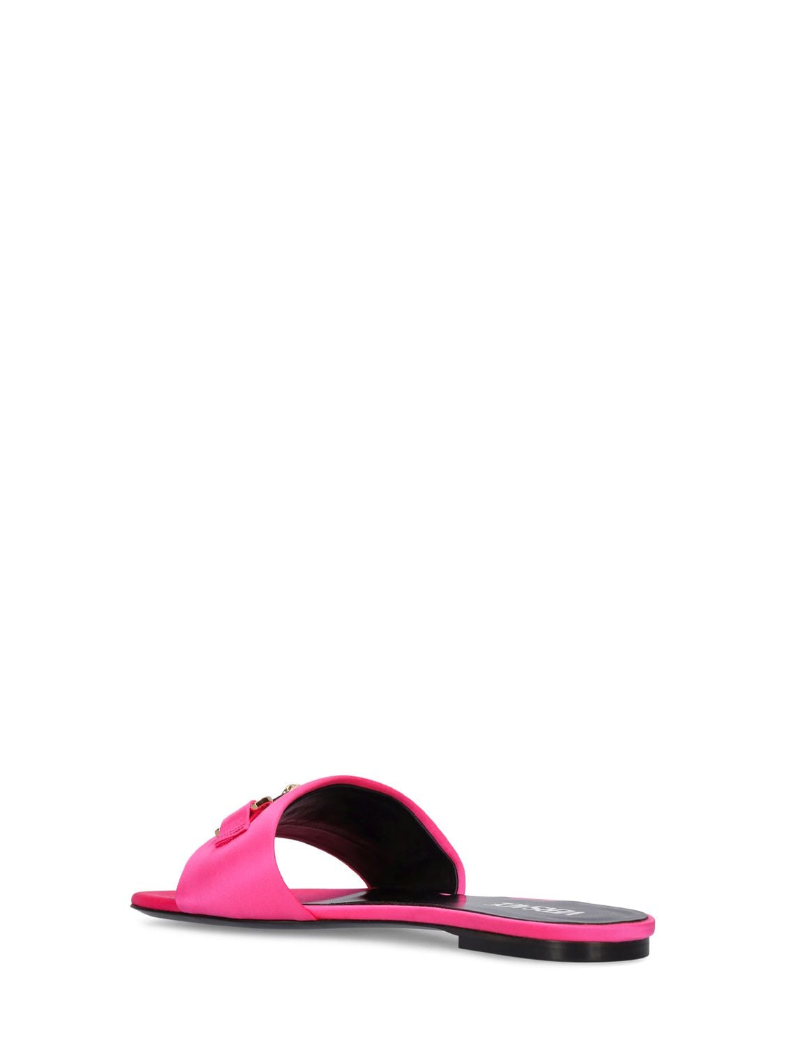 Shop Versace 10mm Satin Flat Sandals In Fuchsia