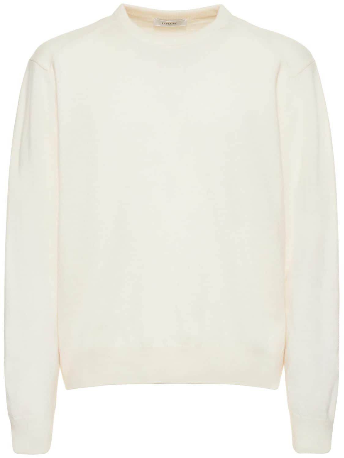 Lemaire Sweater Aus Wollstrick In White