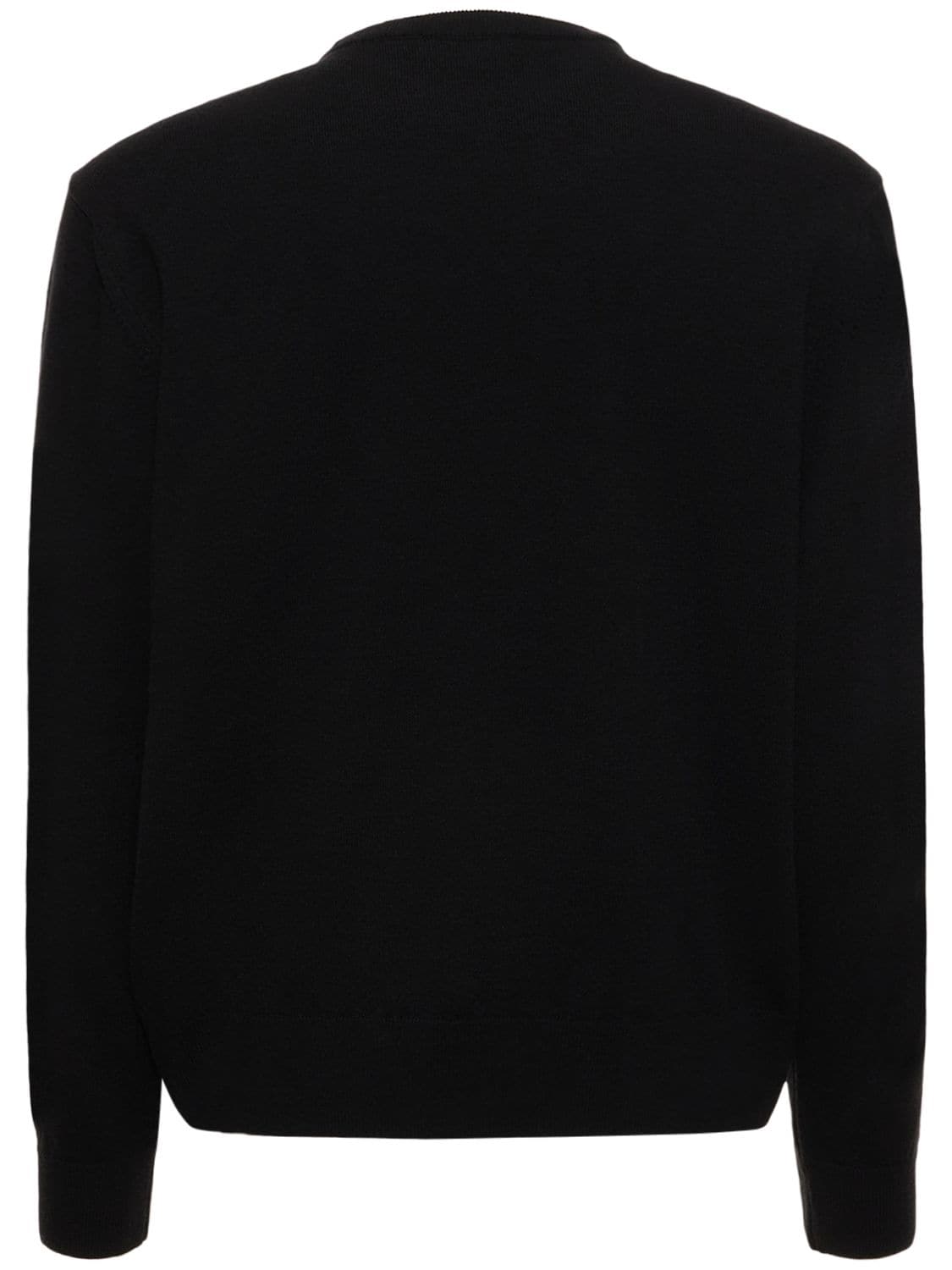 Shop Lemaire Wool Knit Crewneck Sweater In Black