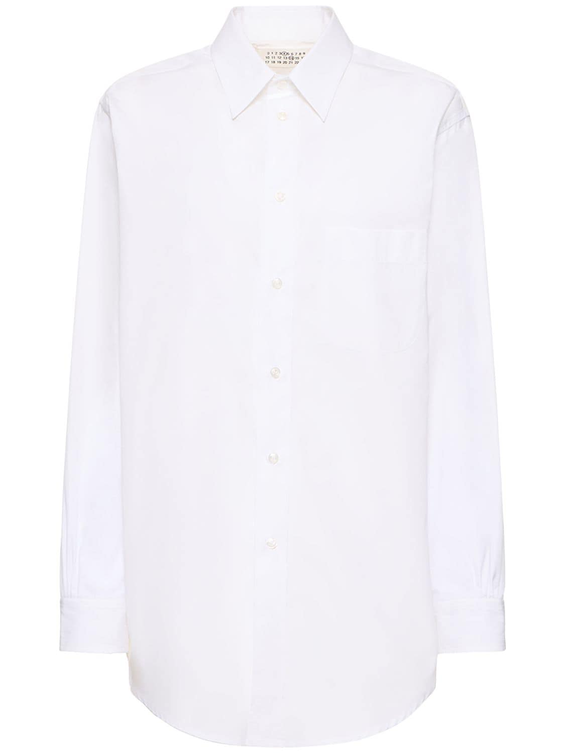 Shop Maison Margiela Cotton Poplin Regular Shirt In White