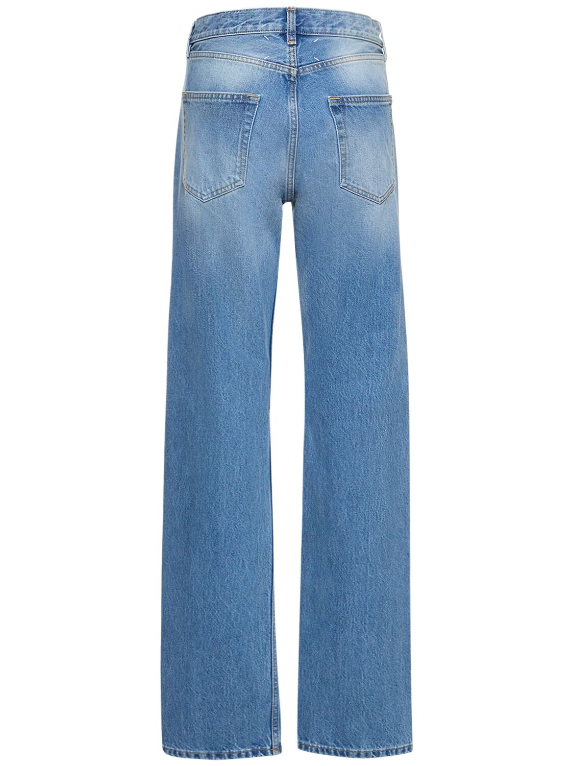 Shop Maison Margiela Mid Rise Denim Straight Jeans In Blue