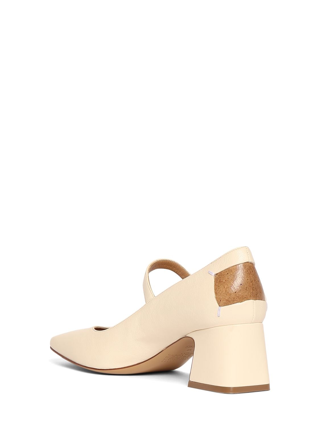 Shop Maison Margiela 60mm Leather Mary Jane Pumps In White