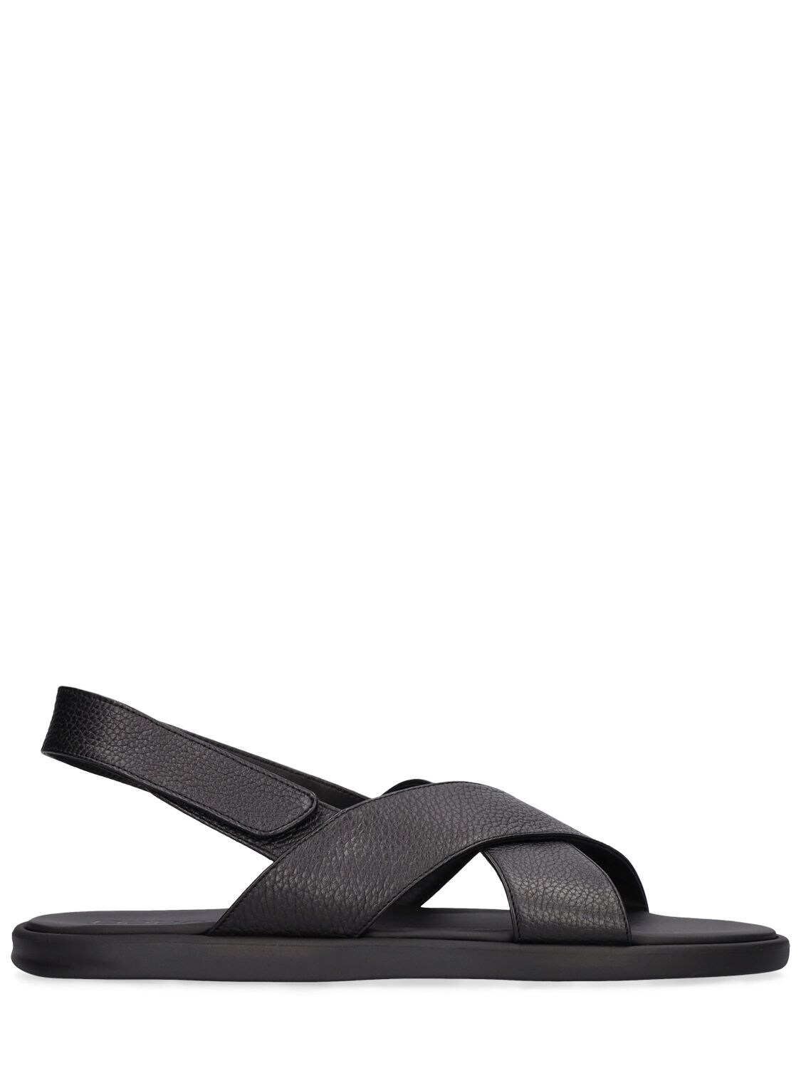 DOUCAL'S GRAINED LEATHER CROSS SANDALS