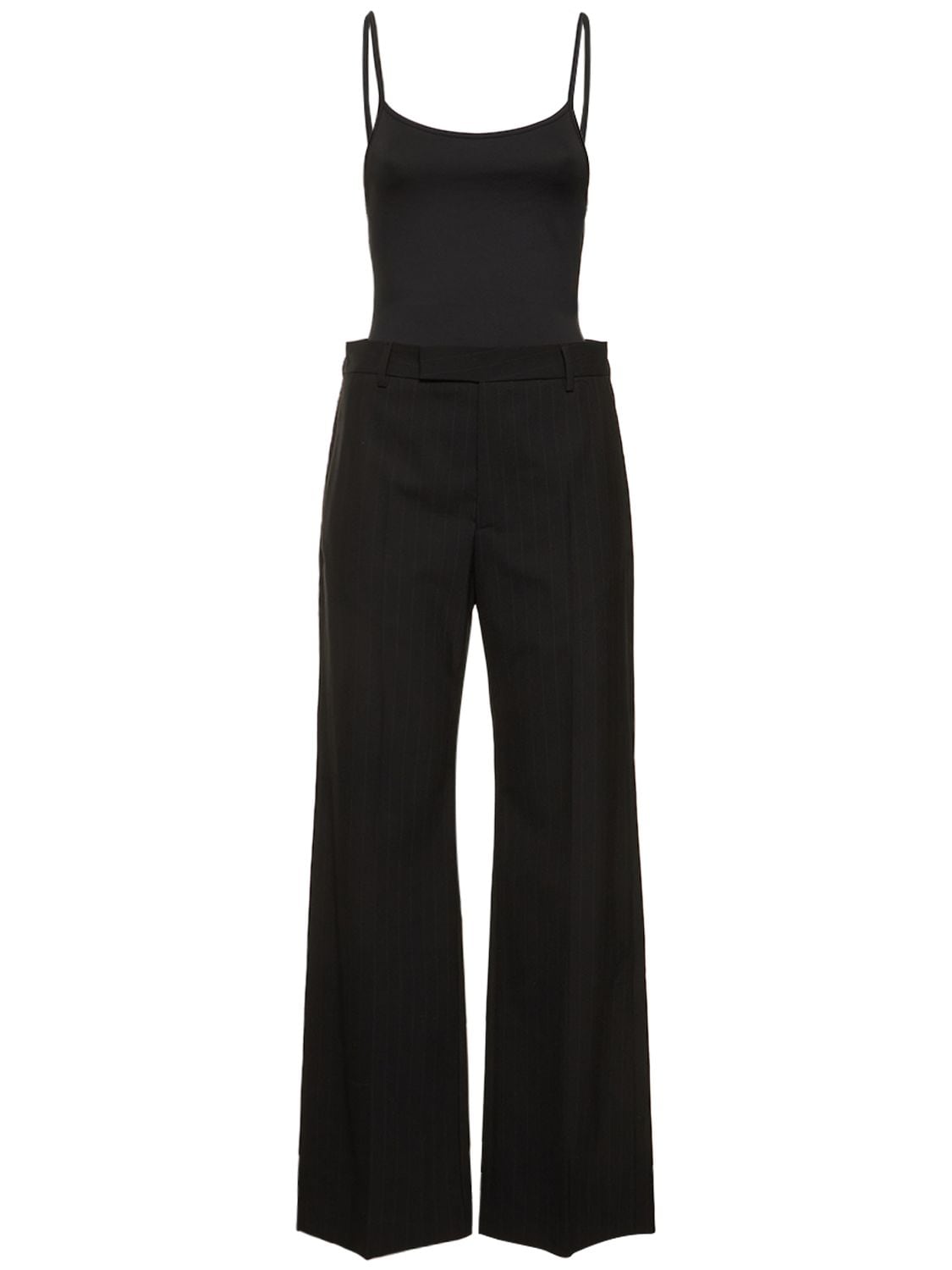 Mm6 Maison Margiela Stretch-jersey And Pinstriped Cady Jumpsuit In Black