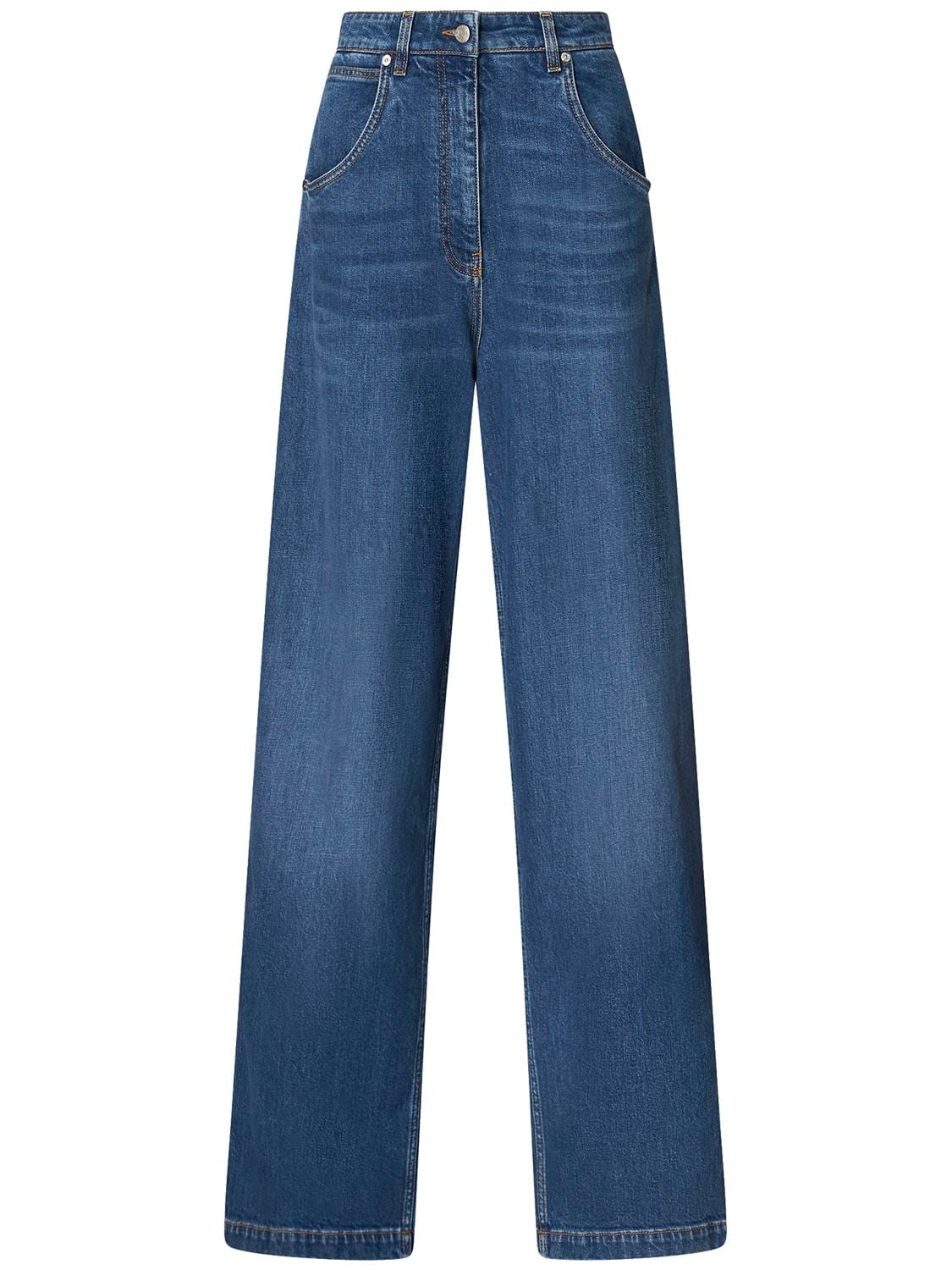 Shop Etro Denim High Rise Wide Jeans In Blue