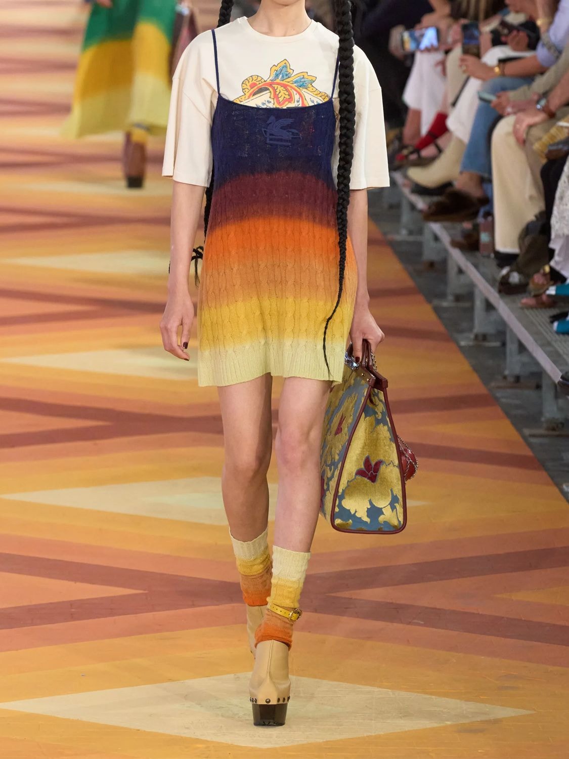 Shop Etro Multicolor Wool Knit Mini Dress